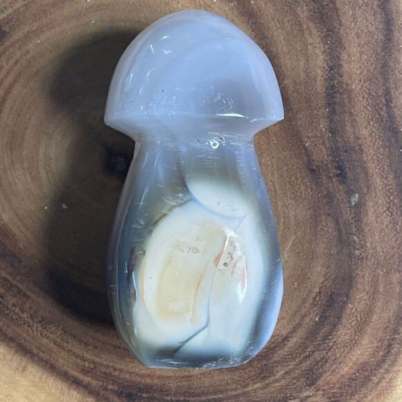 Orca agate mushroom carving crystal druzy black white grey gray cream - Picture 12 of 12